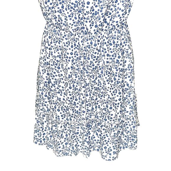 BCX Juniors Blue White Floral Adjustable Straps Lined Crochet Trim Dress - Picture 3 of 9